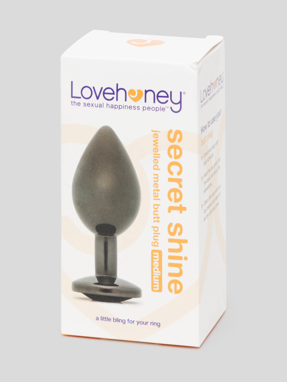 Lovehoney Jeweled Grey Metal Medium Butt Plug 3 Inch , Grey