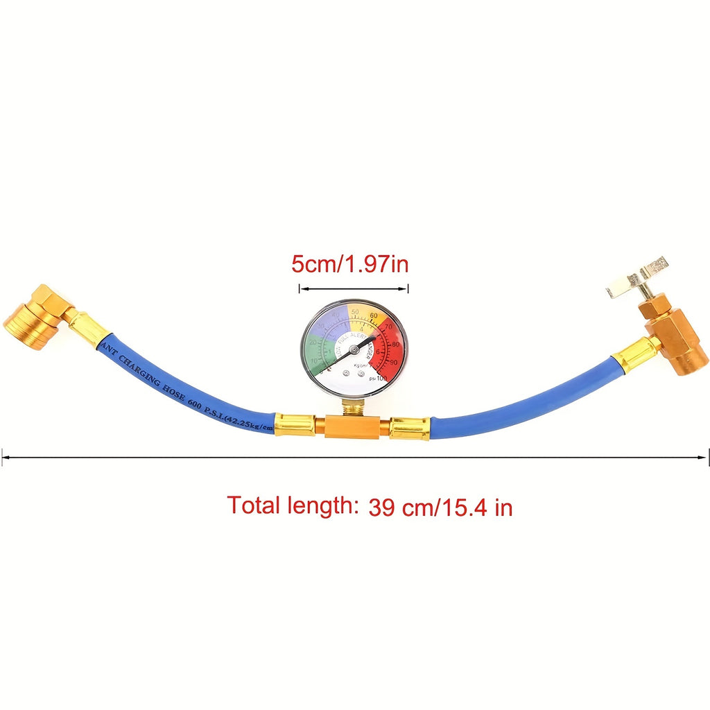 R134A Automotive AC Refrigerant Charging Hose Kit Charging Hose With Meter,A/C 1/2 Charging Measuring Kit