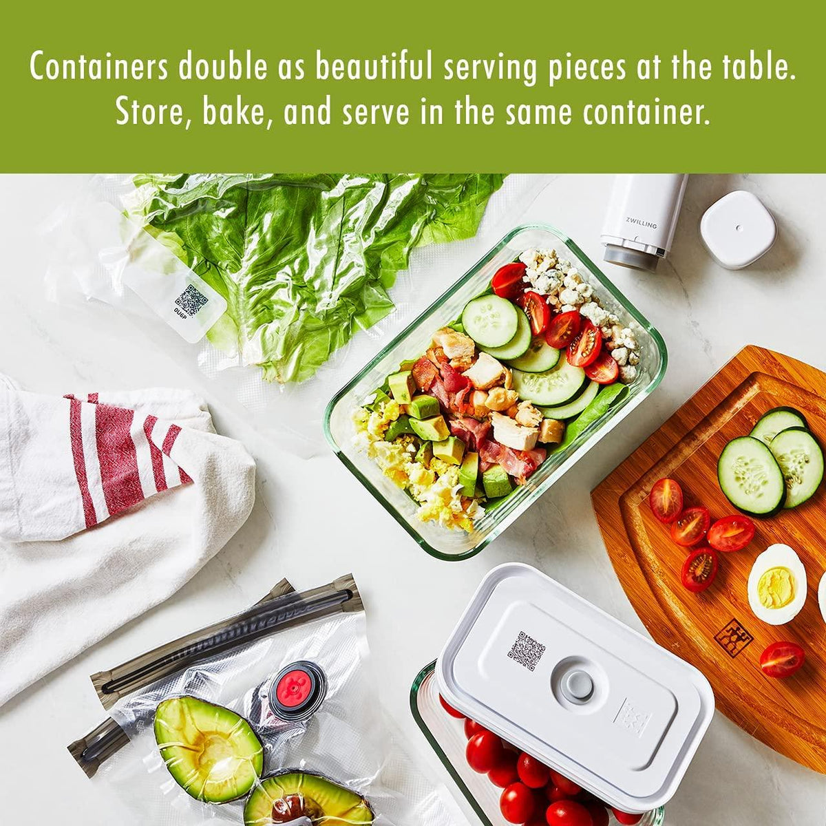 ZWILLING Fresh & Save 2-Piece Small Glass Airtight Food Storage Container, Meal Prep Container