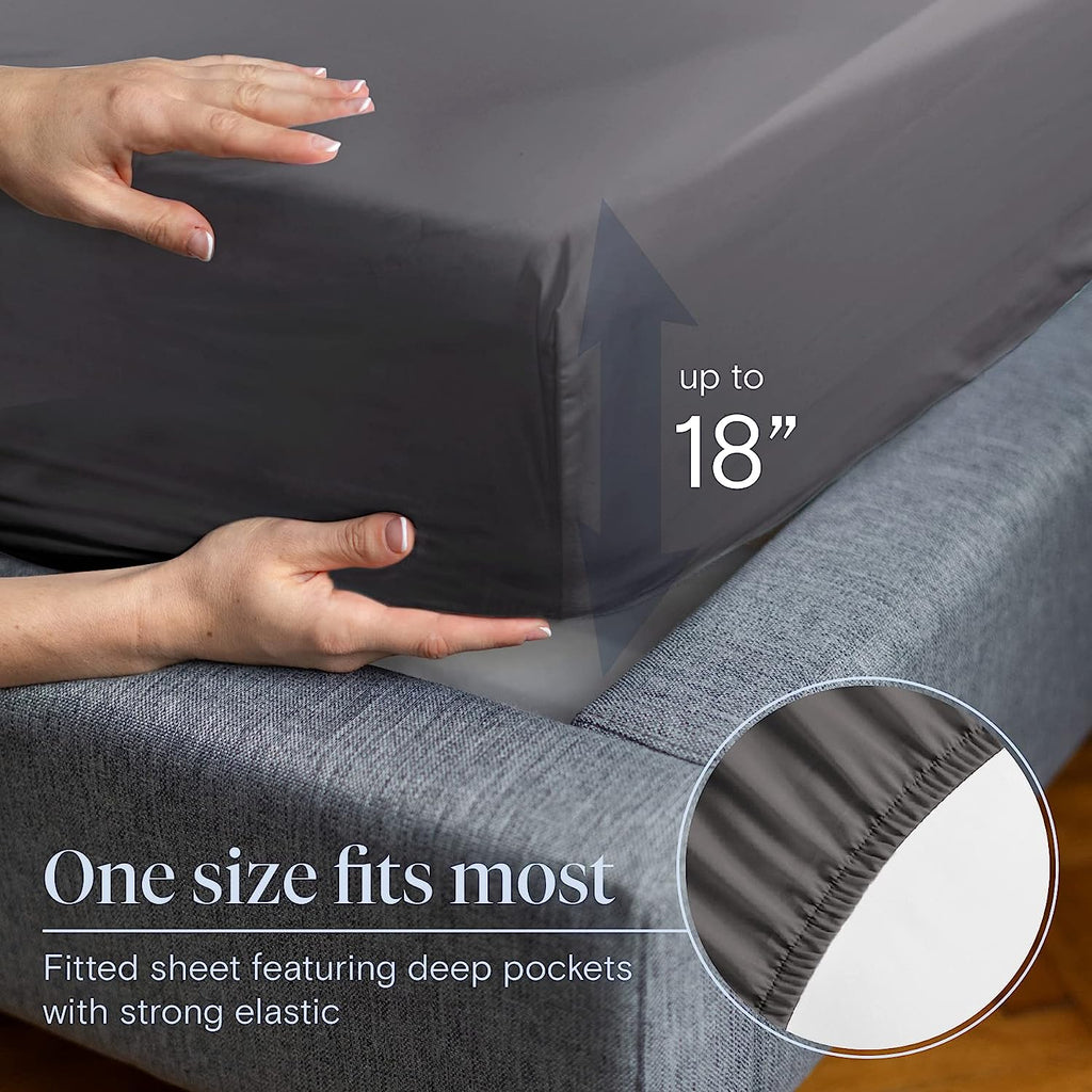LuxClub 6 PC California King Size Sheet Set Bamboo Sheets Deep Pockets 18" Eco Friendly Wrinkle Free Cooling Sheets Machine Washable Hotel Bedding Silky Soft - Grey California King