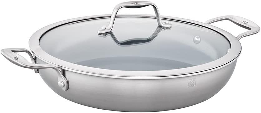 ZWILLING Spirit Ceramic Nonstick Braiser, 4-qt, Stainless Steel/Grey