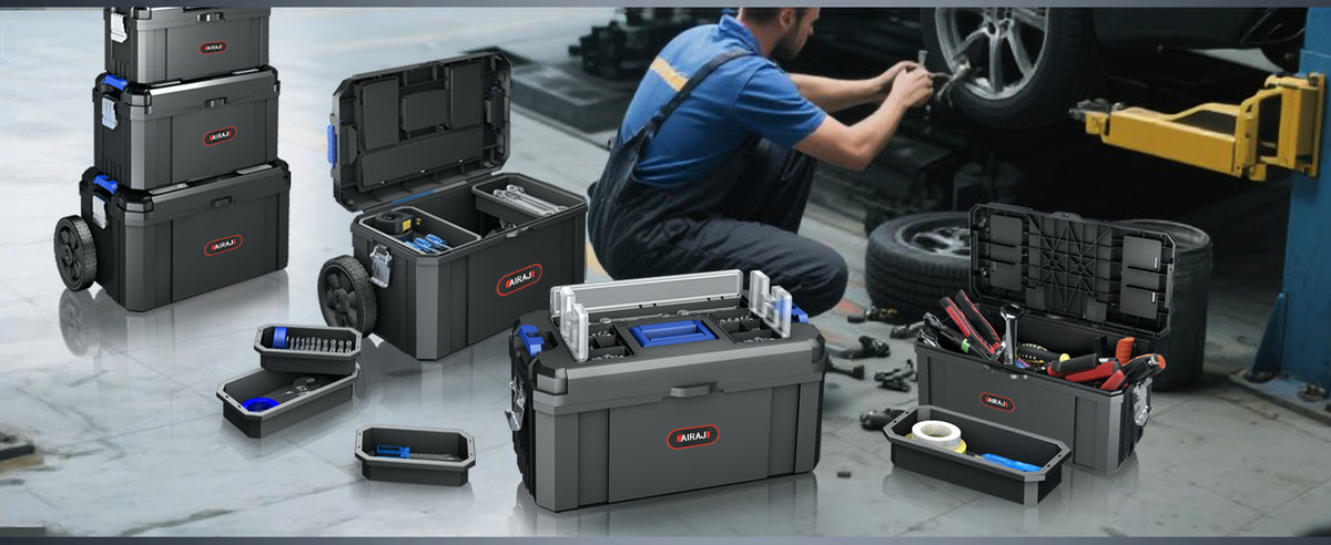 3-In-1 Tool Box with Wheels | Rolling Stackable Tool Box | Modular Tools StoraSystem | Small Toolbox with Detachable Parts Box Organizer丨Portable Toolbox for Garages,Home DIY,Workshop丨17+19+21"