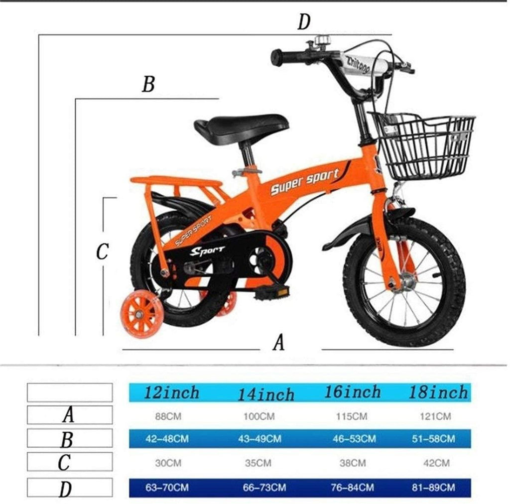 Kids Bike BMX Bike for Kids Boys Girls Bicycle Kids Bike,Children Wheel Bicycle,Adjustable Toddler Training Bike In Size 12” 14” 16” 18” For Boys Girls 2-9 Years Old ( Color : Oran, Size : 12inch )