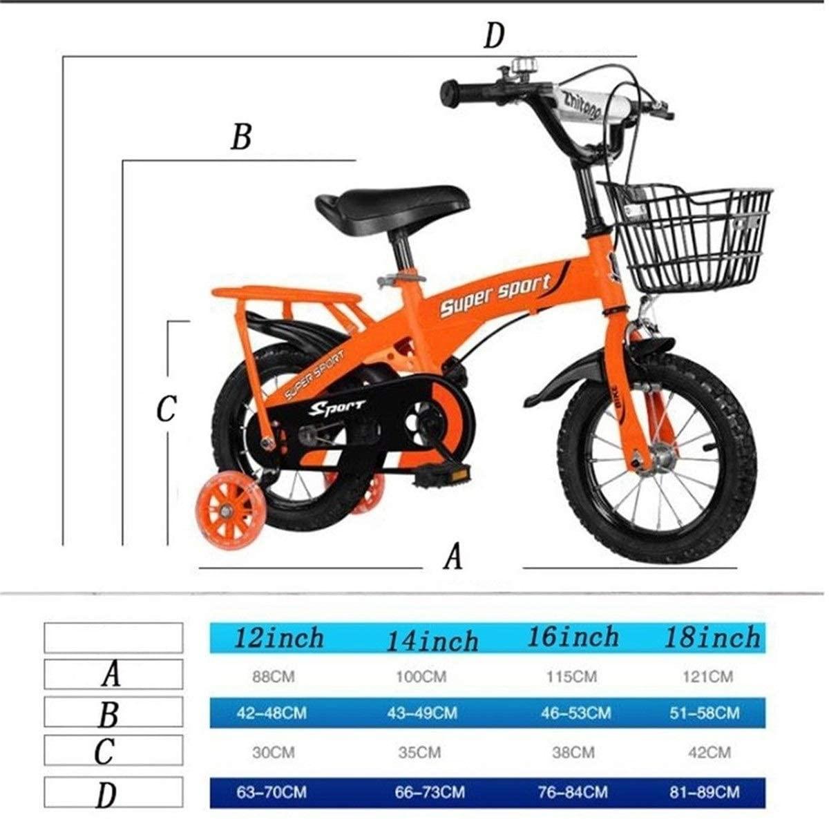 Kids Bike BMX Bike for Kids Boys Girls Bicycle Kids Bike,Children Wheel Bicycle,Adjustable Toddler Training Bike In Size 12” 14” 16” 18” For Boys Girls 2-9 Years Old ( Color : Oran, Size : 12inch )