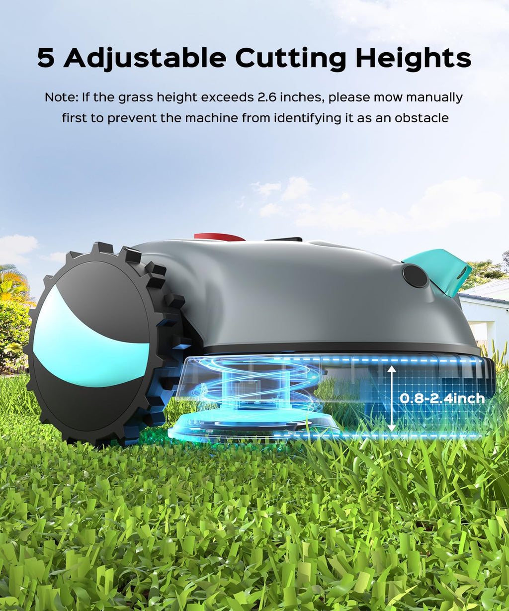 2026  V100 Smart Lawn Mower Robot, Visual Navigation Obstacle Avoidance Lawn Mower Robot with Adjustable Cutting Height &amp; Low Noise Operation for Lawn Up to 1600 Sq.Ft