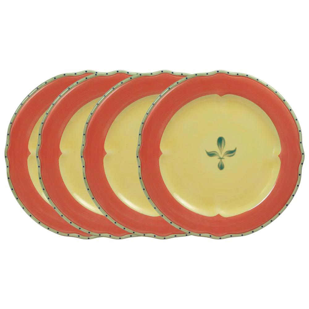 PistouletSet of 4 Dinner Plates with Red Band
