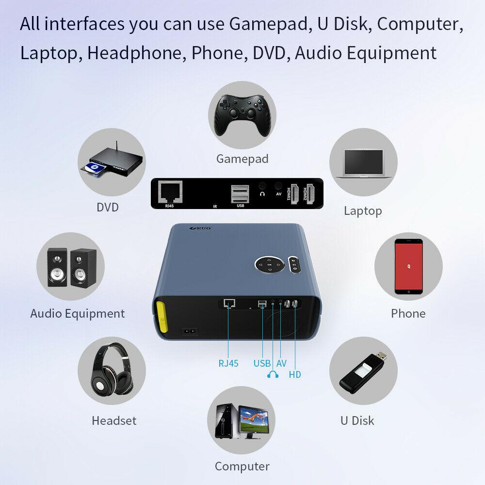 eug smart android 9.0 projector native 1080p home theater bt 5.0 airplay tv hdmi