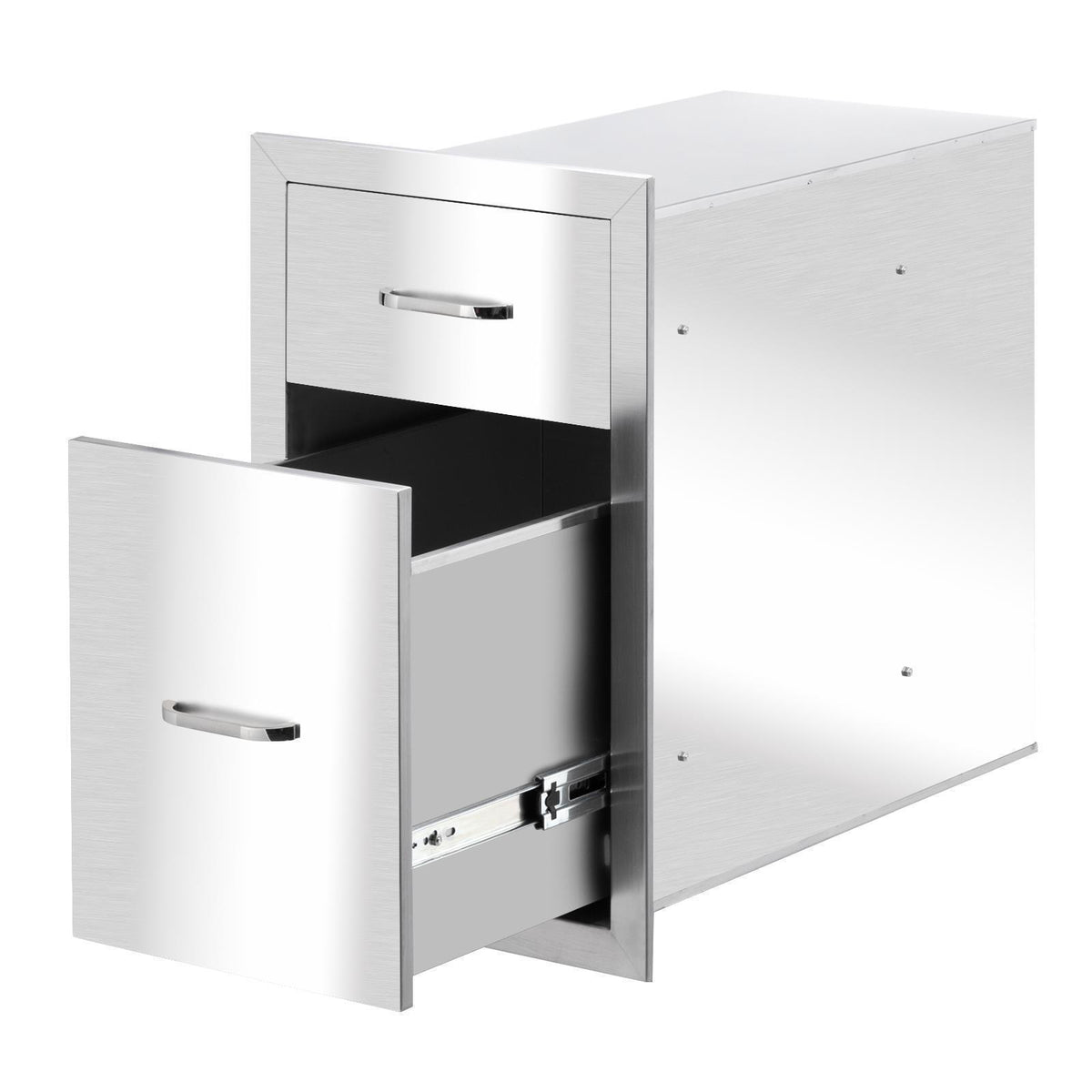 Steel BBQ Double Triple Drawers Outdoor Kitchen Door Silver