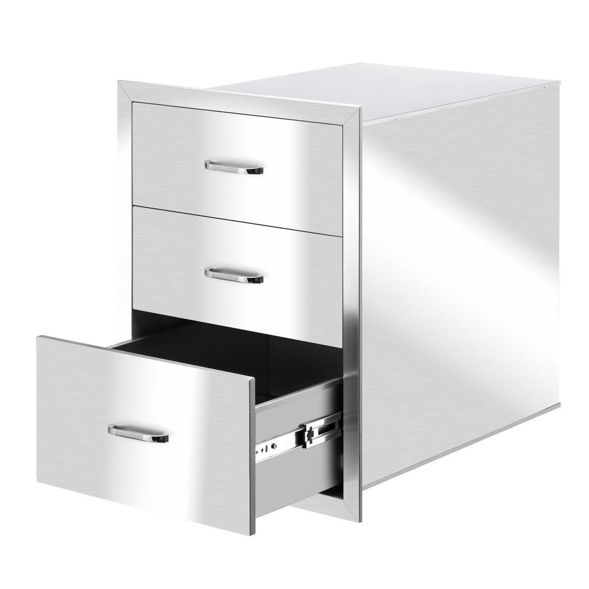 Steel BBQ Double Triple Drawers Outdoor Kitchen Door Silver