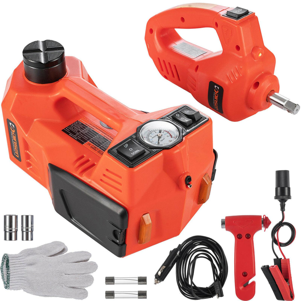 Car Jack Lift 5 Ton 12V DC Electric Hydraulic Floor Jack Tire Impact Wrench Kits