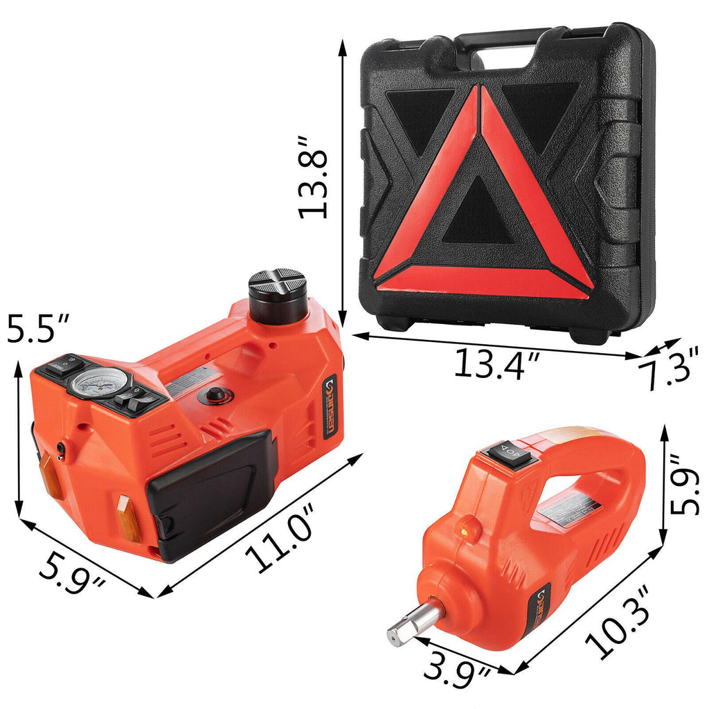 Car Jack Lift 12V 5Ton Electric Hydraulic Floor Jack Impact Wrench Tire Tool Kit