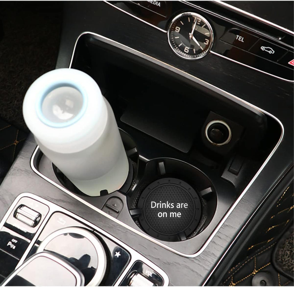 8sanlione 2 Pack Car Cup Holder Coasters, 2.75 Inch Non-Slip PVC Insert Cup Coaster, Anti-Scratch Auto Cup Mats for Women Men, Vehicle Interior Accessories Universal for Car, SUV, Truck (B Black/2PCS)
