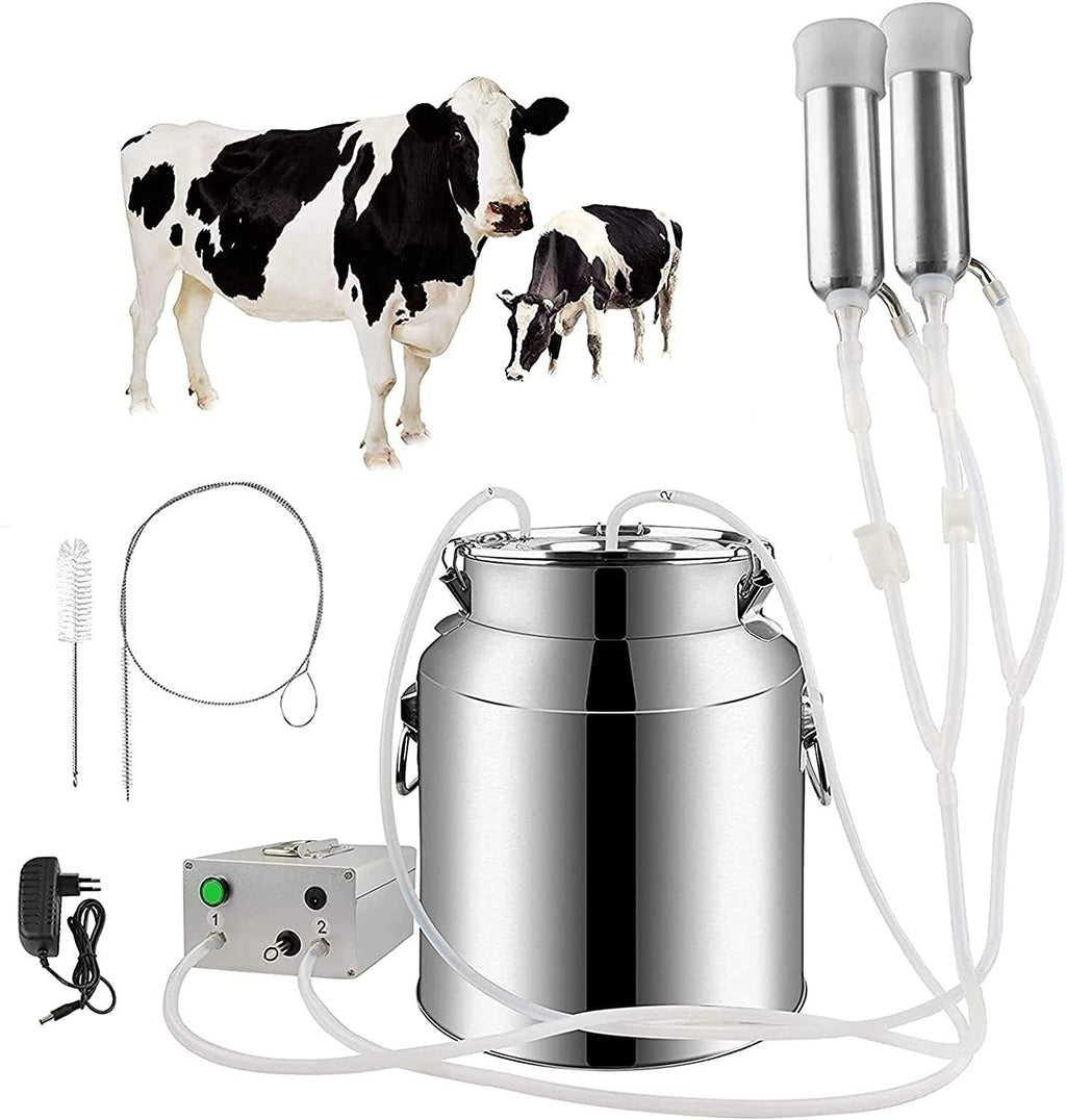 xiuli electric portable milking machine for goats sheep, impulse milking supplies vacuum pump milker with 3l stainless steel milker livestock household domestic farm milking device