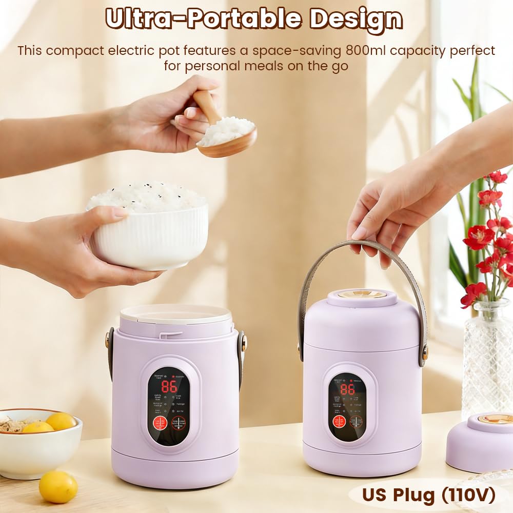 Mini Rice Cooker, 6 Cook Functions, LED Dispaly Reservation & Heat Preservation