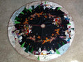 46 - 47" Hand made Wool SANTA SLEIGH REINDEER Scene CHRISTMAS TREE SKIRT