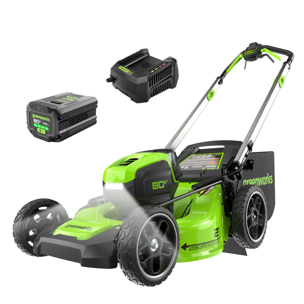 80V 21" Self-Propelled Cordless Lawn Mower – Brushless Motor, LED Lights, 4.0Ah Battery &amp; Rapid Charger (75+ Compatible Tools)