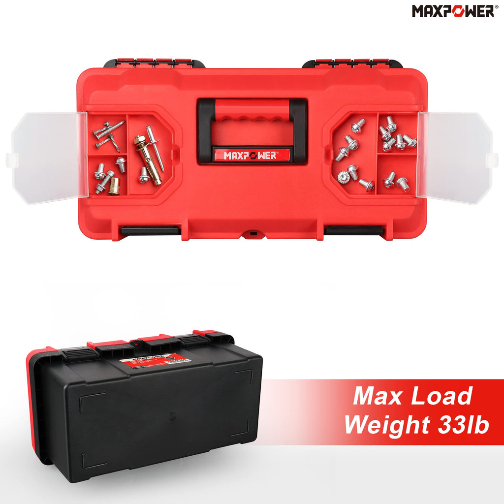 Tool Box 16 inch, Plastic Small Tool Box with Latch and Removable Tray, Lockable Toolbox for Home