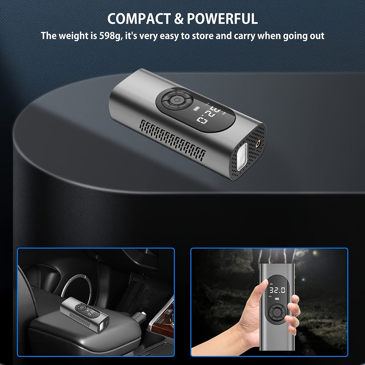 Tire Inflator Portable Air Compressor For Car Tire, Cordless & Strong Power Air Pump For Car Tire With 6000mAh Battery Fast Inflate 150PSI Tire Pump