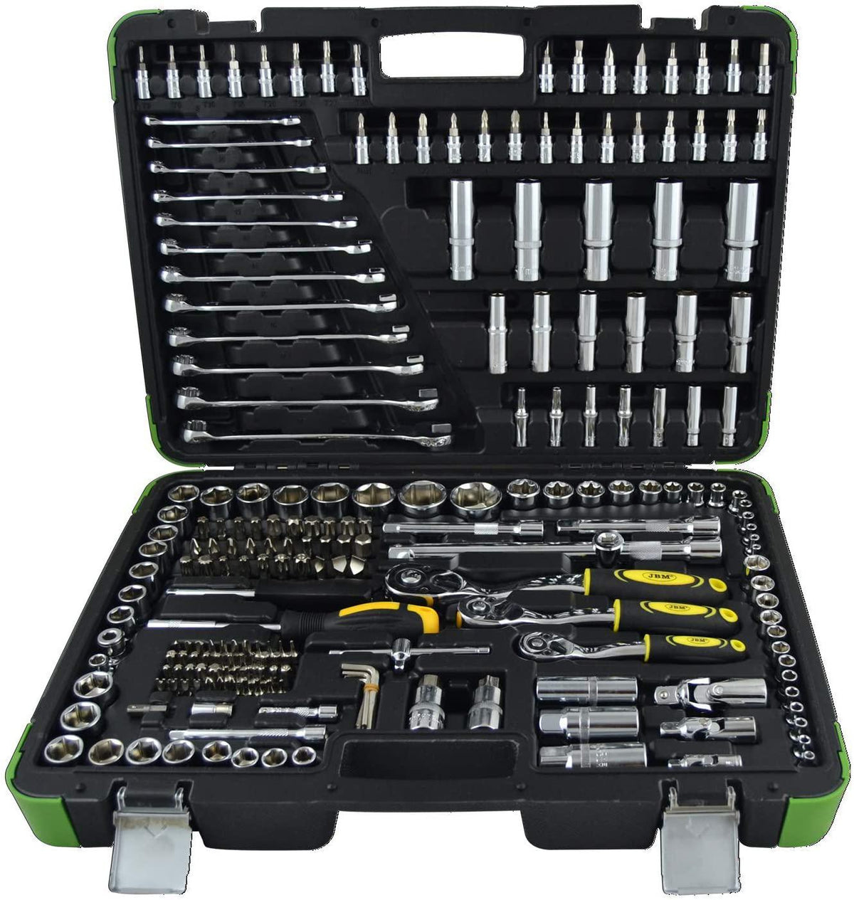 JBM 52840 216 Piece Hexagonal Socket Set, Including 3 Totx Sockets with Ergonomic Handle and Extension, 3/8 Inch Tools