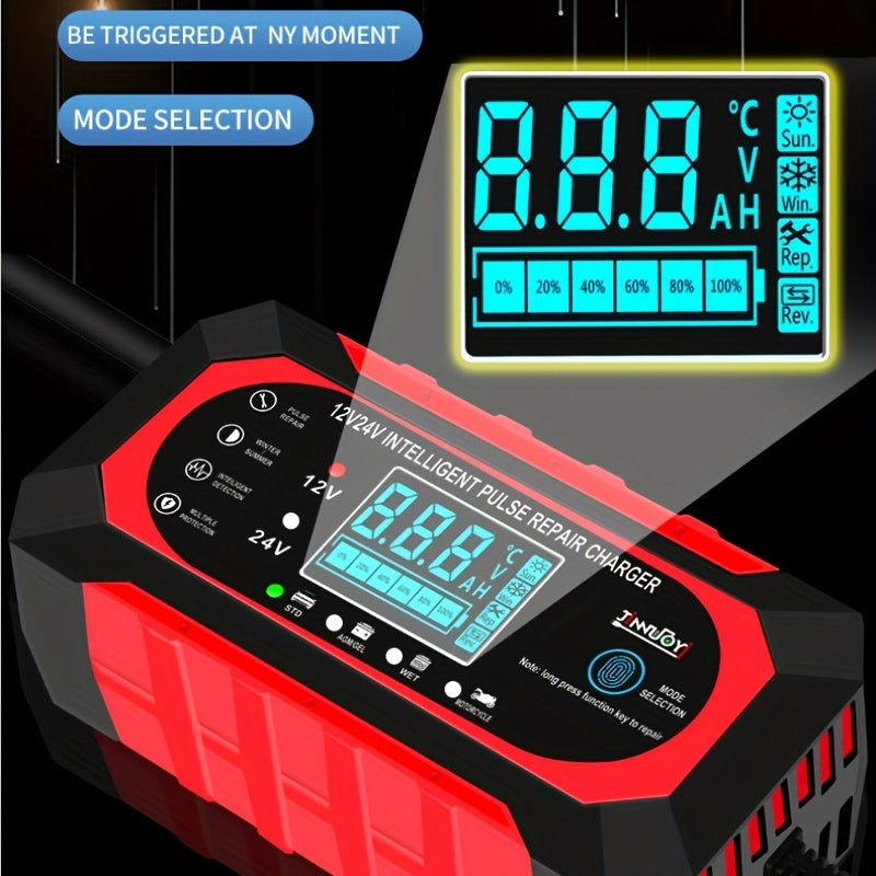 12V 10A 24V 5A Car Battery Charger Fully Automatic Smart Fast Charging For AGM GEL WET Lead Acid Battery Charger
