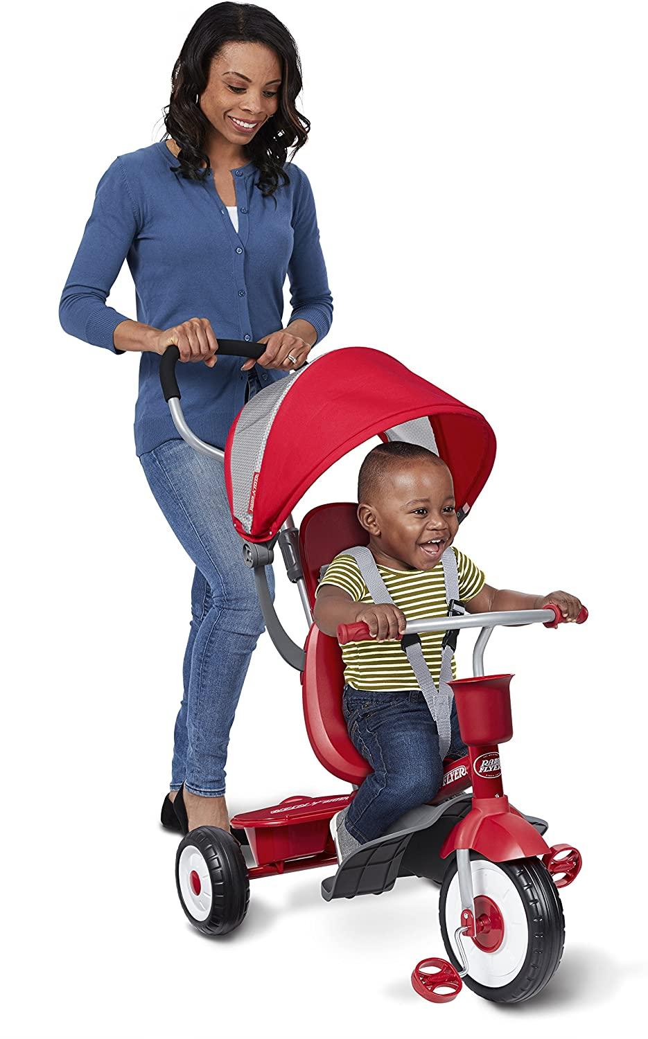 Radio Flyer 4-in-1 Stroll 'N Trike, Red Toddler Tricycle for Ages 1 Year -5 Years, 19.88" x 35.04" x 40.75"
