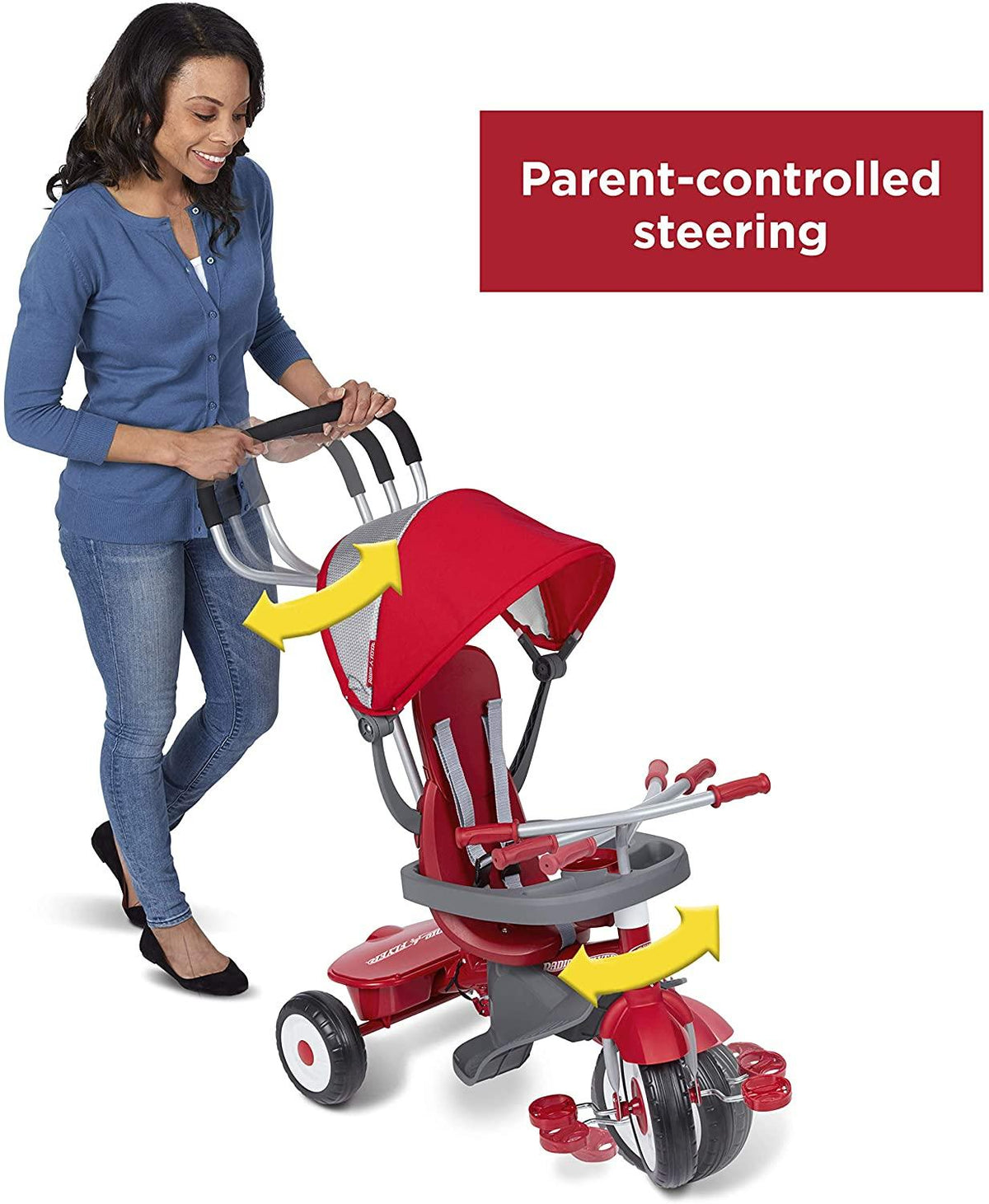 Radio Flyer 4-in-1 Stroll 'N Trike, Red Toddler Tricycle for Ages 1 Year -5 Years, 19.88" x 35.04" x 40.75"
