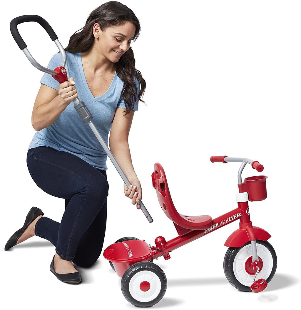 Radio Flyer 4-in-1 Stroll 'N Trike, Red Toddler Tricycle for Ages 1 Year -5 Years, 19.88" x 35.04" x 40.75"