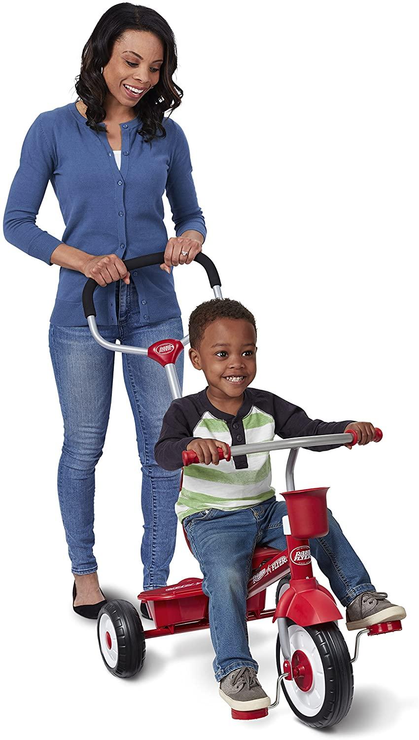 Radio Flyer 4-in-1 Stroll 'N Trike, Red Toddler Tricycle for Ages 1 Year -5 Years, 19.88" x 35.04" x 40.75"