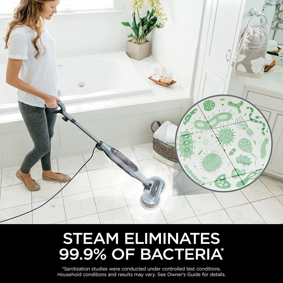 Shark S7000AMZ Steam Mop, Steam &amp; Scrub All-in-One Scrubbing and Sanitizing, Designed for Hard Floors, with 6 Dirt Grip Soft Scrub Washable Pads &amp; 2 Steam Modes, Pure Water Blue