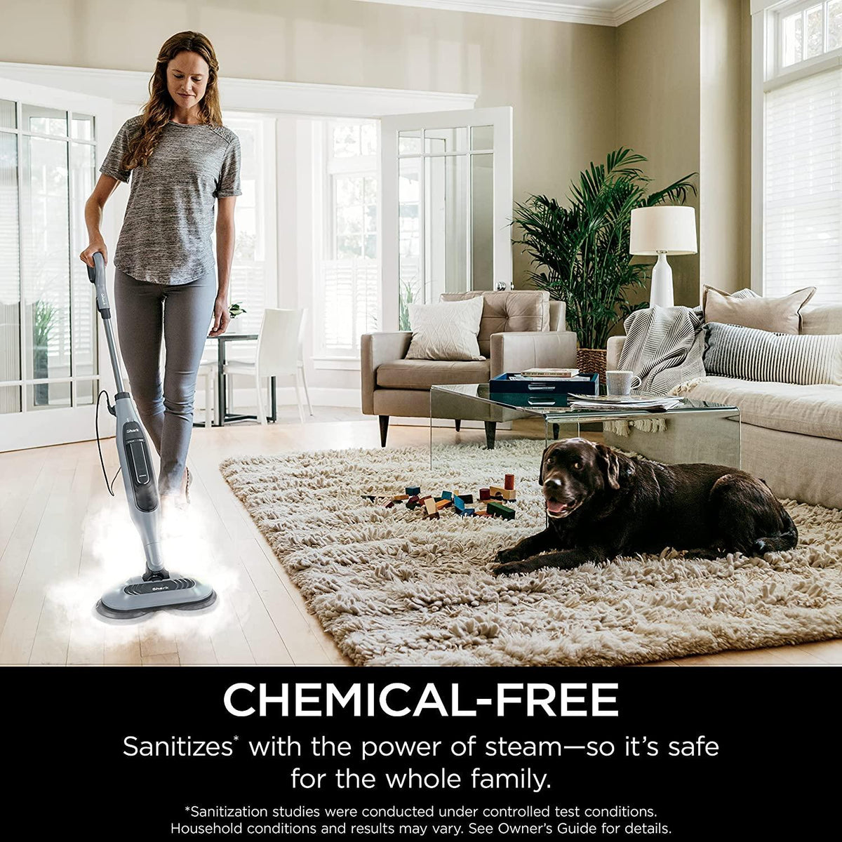Shark S7000AMZ Steam Mop, Steam &amp; Scrub All-in-One Scrubbing and Sanitizing, Designed for Hard Floors, with 6 Dirt Grip Soft Scrub Washable Pads &amp; 2 Steam Modes, Pure Water Blue
