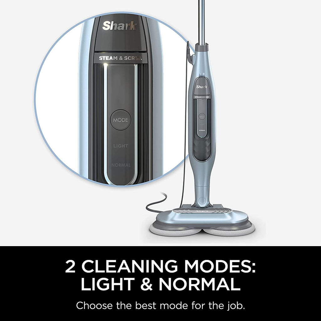 Shark S7000AMZ Steam Mop, Steam &amp; Scrub All-in-One Scrubbing and Sanitizing, Designed for Hard Floors, with 6 Dirt Grip Soft Scrub Washable Pads &amp; 2 Steam Modes, Pure Water Blue