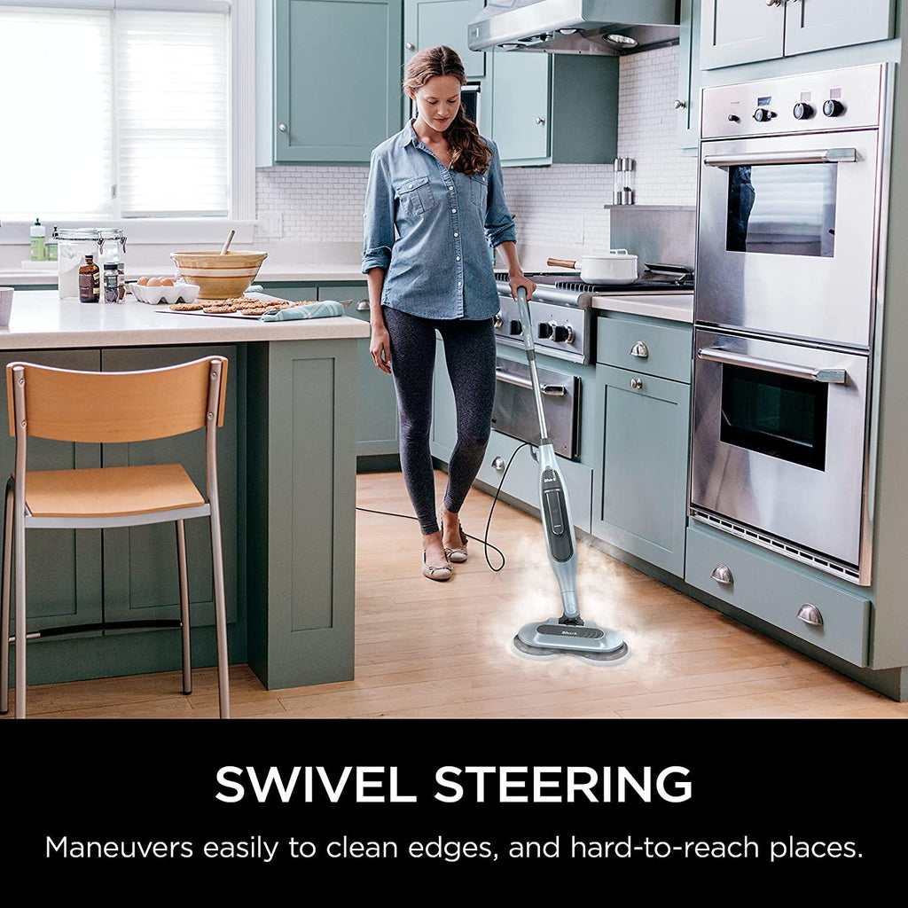 Shark S7000AMZ Steam Mop, Steam &amp; Scrub All-in-One Scrubbing and Sanitizing, Designed for Hard Floors, with 6 Dirt Grip Soft Scrub Washable Pads &amp; 2 Steam Modes, Pure Water Blue