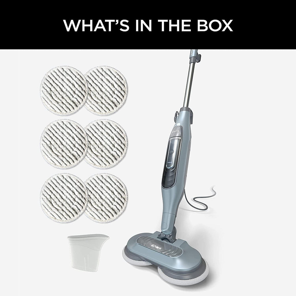 Shark S7000AMZ Steam Mop, Steam &amp; Scrub All-in-One Scrubbing and Sanitizing, Designed for Hard Floors, with 6 Dirt Grip Soft Scrub Washable Pads &amp; 2 Steam Modes, Pure Water Blue