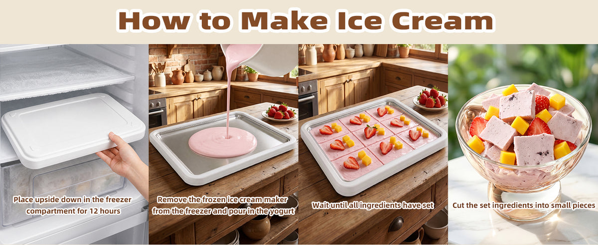 13.8 * 9.5 Inch Extra LarRolled Ice Cream Maker, Rolled Ice Cream Tray | Ice Cream Roller Maker Use 304 Food Grade Premium  Steel, Make  Ice Cream with Family at Home with 2 Spatulas