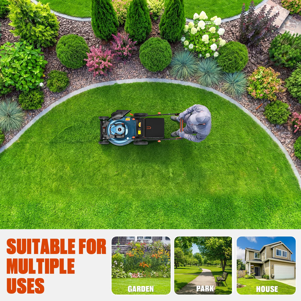 22 Inch 3-in-1 Gas Lawn Mower, 201cc Rear Wheel Single Speed Self-Propelled Mower, 4-Cycle Engine, Steel Deck, Mulching, Bagging, Discharging, 6-Position Cutting Height Adjustable, for Yard