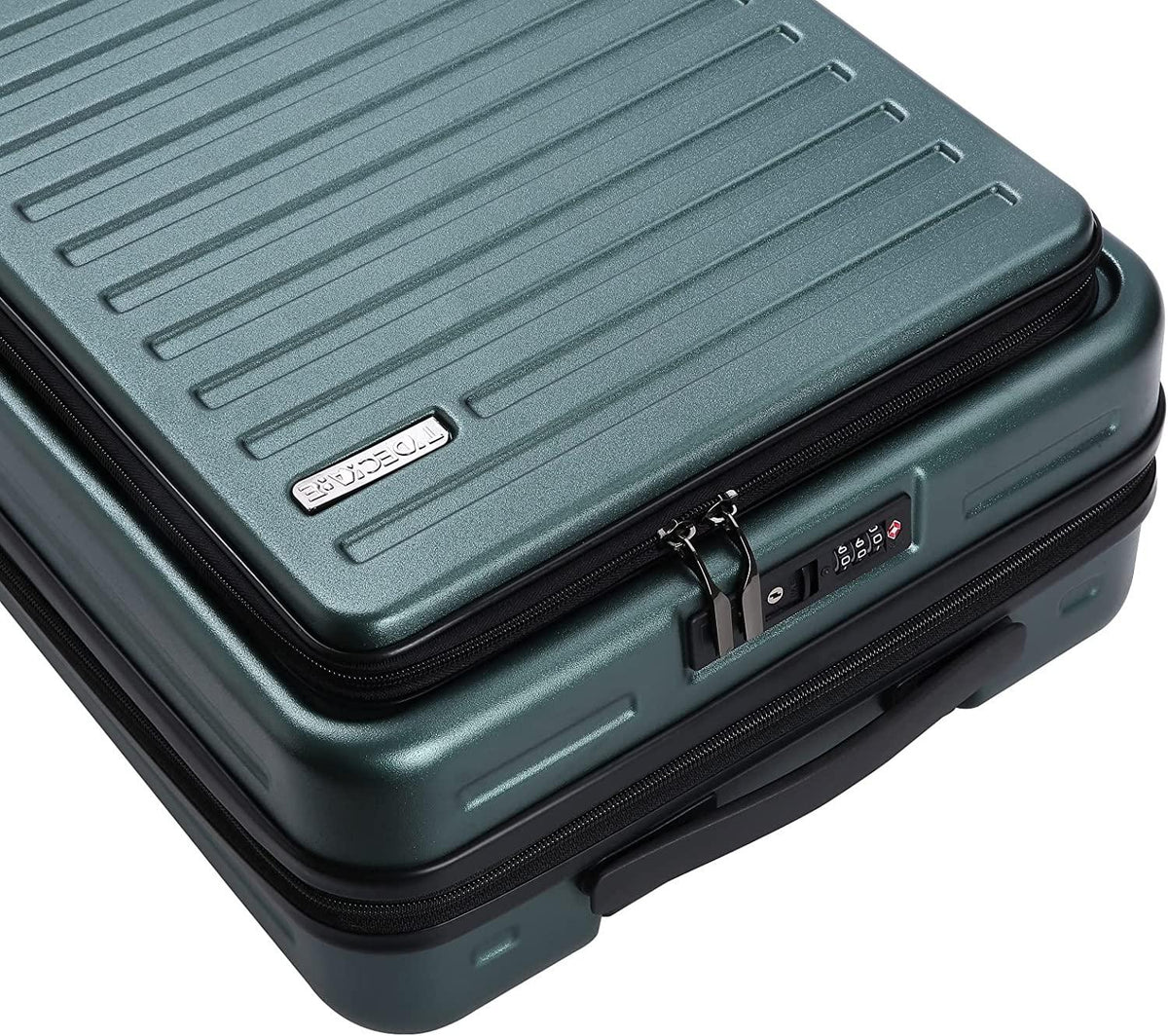 20 Inch Carrry On Luggage with Front Zipper Pocket, 45L, Lightweight ABS+PC Hardshell Suitcase with TSA Lock &amp; Spinner Silent Wheels, Convenient for Business Trips, Dark Green