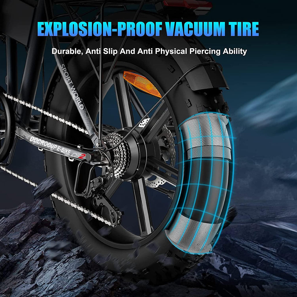 Folding Electric Bike Adults - 28mph 50 Mile Ran4 Hours Fast Char750w Motor City Snow Beach Ebike Docrooup Ds2 Electric Bicycle Cruise Control Electric Bike for Adults Fat Tire[USA Warehouse]