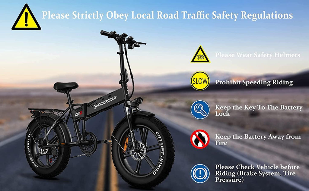 Folding Electric Bike Adults - 28mph 50 Mile Ran4 Hours Fast Char750w Motor City Snow Beach Ebike Docrooup Ds2 Electric Bicycle Cruise Control Electric Bike for Adults Fat Tire[USA Warehouse]