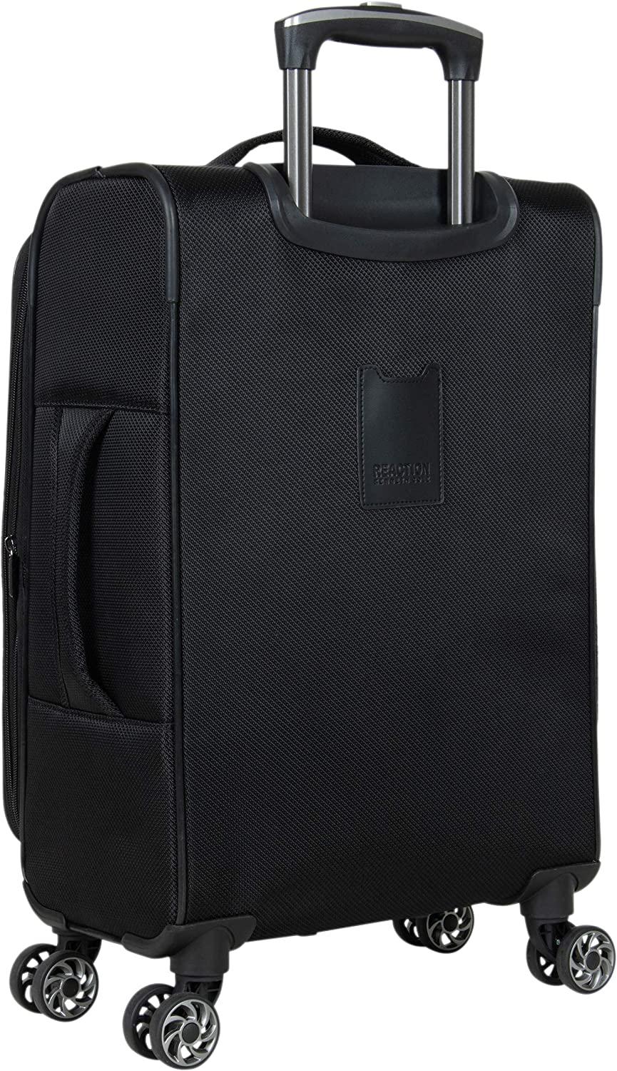 Rugged Roamer Luggage Collection Lightweight Softside Expandable 8-Wheel Spinner Travel Suitcase Bag, Black, 20-inch Carry-On