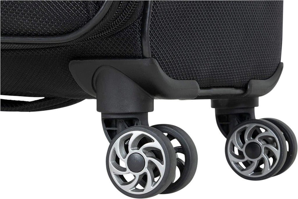Rugged Roamer Luggage Collection Lightweight Softside Expandable 8-Wheel Spinner Travel Suitcase Bag, Black, 20-inch Carry-On