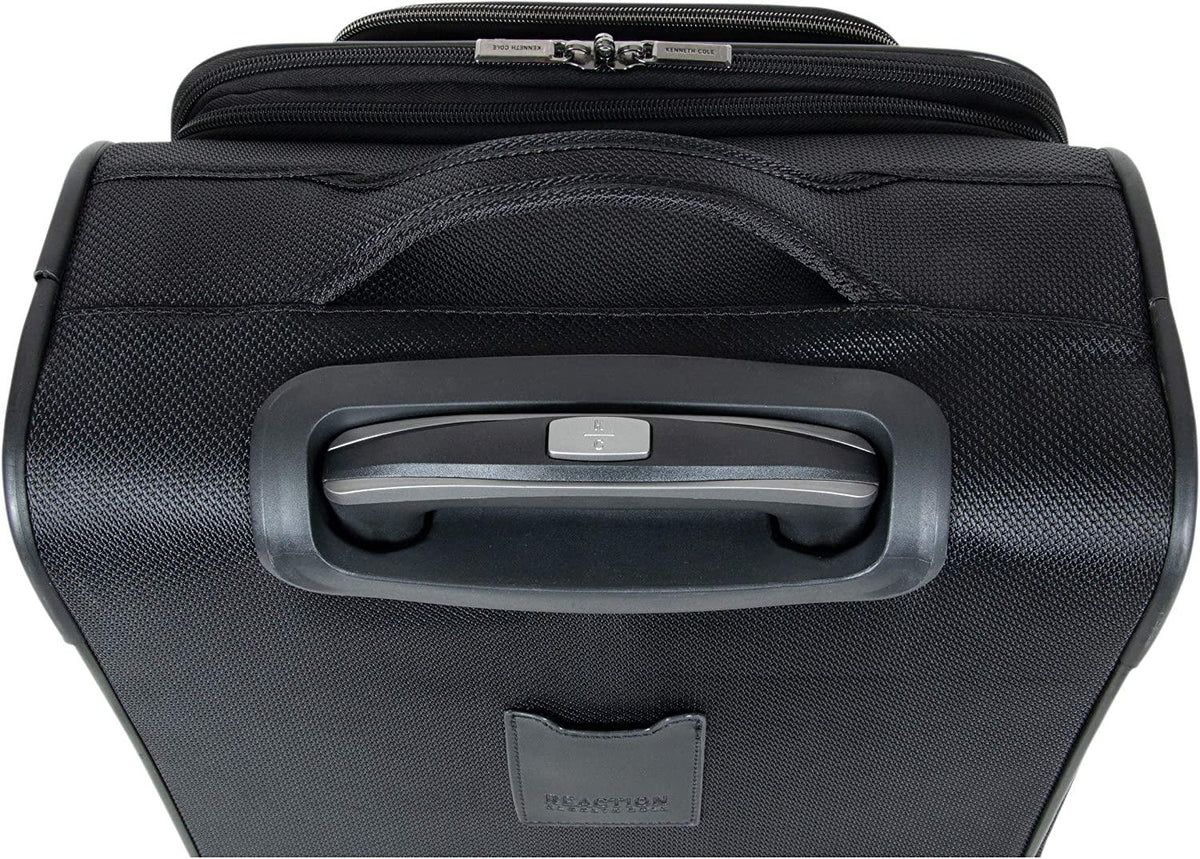 Rugged Roamer Luggage Collection Lightweight Softside Expandable 8-Wheel Spinner Travel Suitcase Bag, Black, 20-inch Carry-On