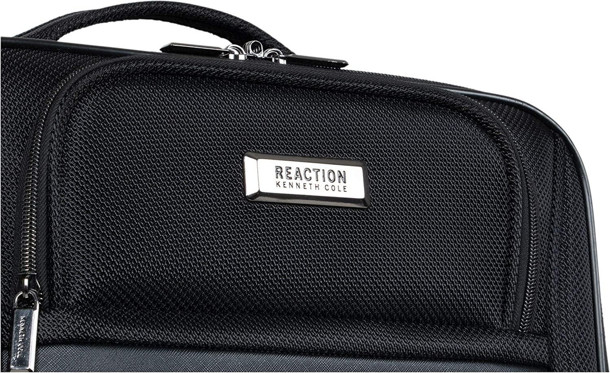 Rugged Roamer Luggage Collection Lightweight Softside Expandable 8-Wheel Spinner Travel Suitcase Bag, Black, 20-inch Carry-On
