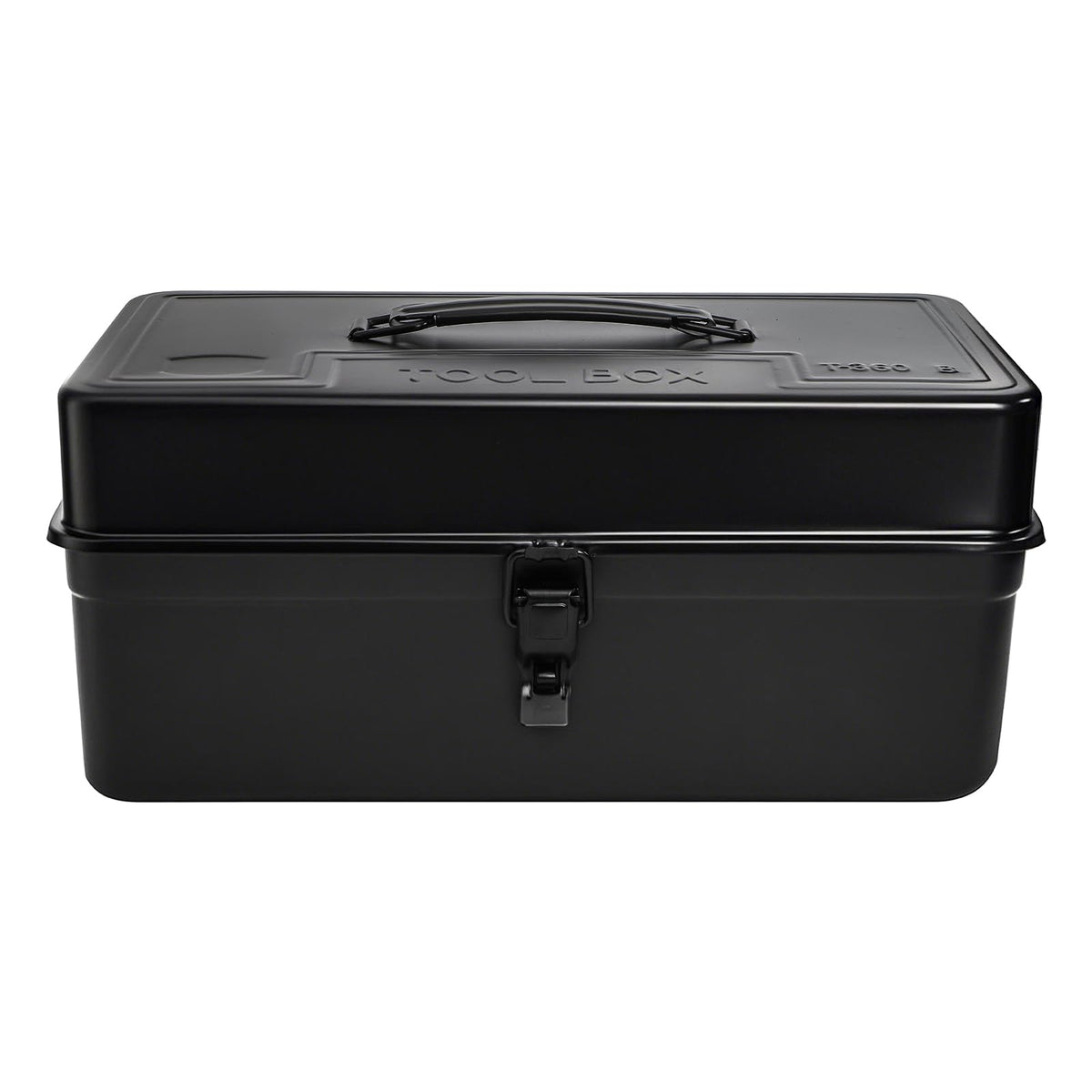 Metal Tool Box, 14" Portable Empty Toolbox with Handle, Latch Closure and Removable Divided StoraTray, Heavy Duty  Tools Organizer, Black