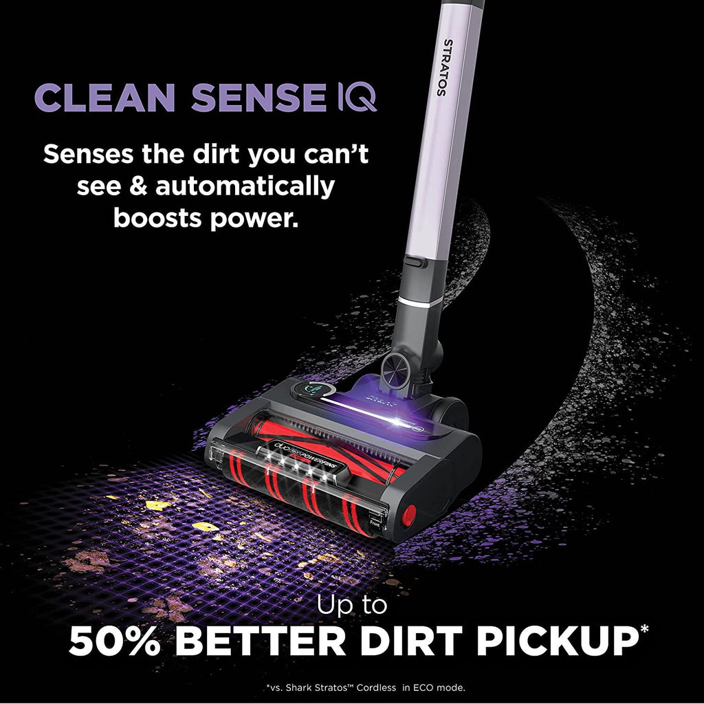 Shark IZ862H Stratos Cordless Vacuum with Clean Sense IQ and Odor Neutralizer, DuoClean PowerFins HairPro, Includes Duster Crevice Tool &amp; Anti-Allergen Brush, Up to 60 Minute Runtime, Ash Purple