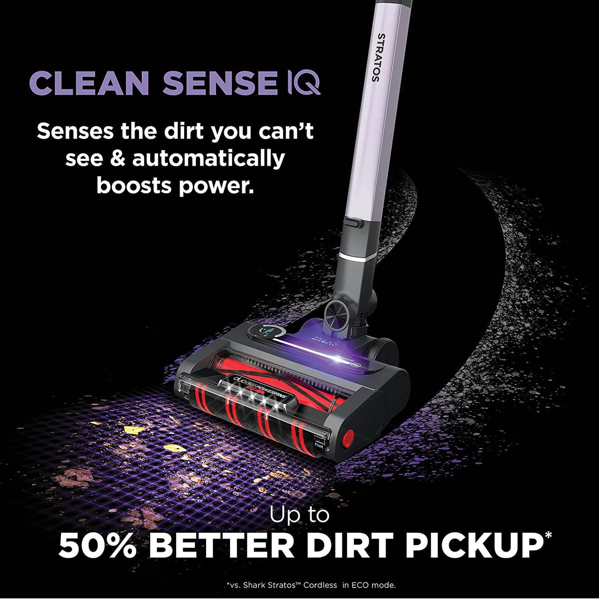 Shark IZ862H Stratos Cordless Vacuum with Clean Sense IQ and Odor Neutralizer, DuoClean PowerFins HairPro, Includes Duster Crevice Tool &amp; Anti-Allergen Brush, Up to 60 Minute Runtime, Ash Purple