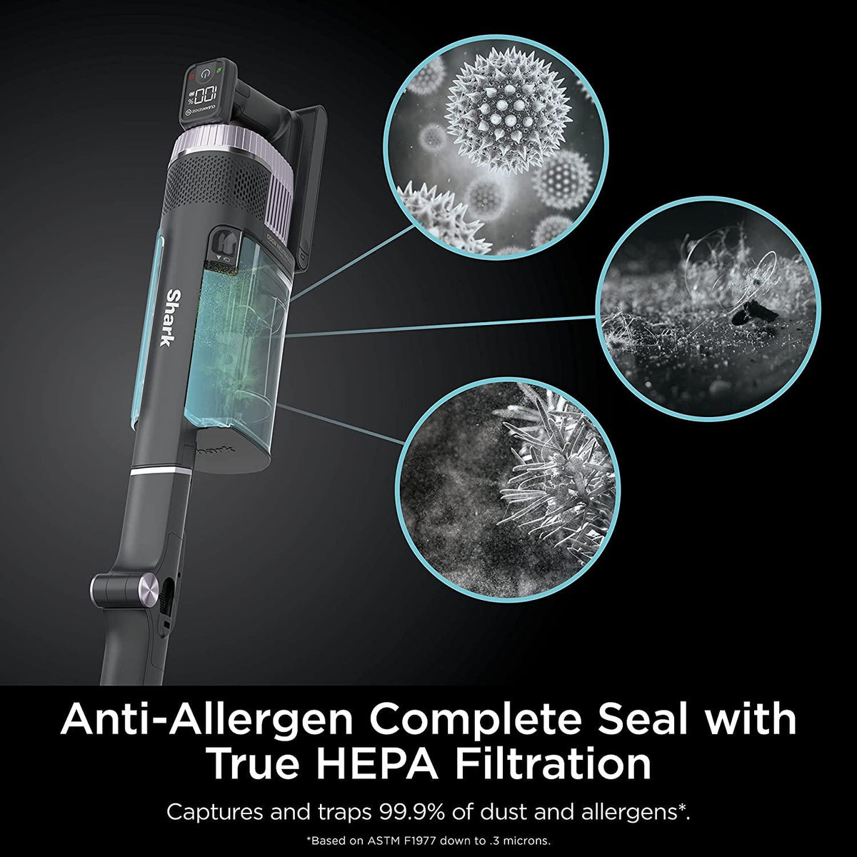 Shark IZ862H Stratos Cordless Vacuum with Clean Sense IQ and Odor Neutralizer, DuoClean PowerFins HairPro, Includes Duster Crevice Tool &amp; Anti-Allergen Brush, Up to 60 Minute Runtime, Ash Purple