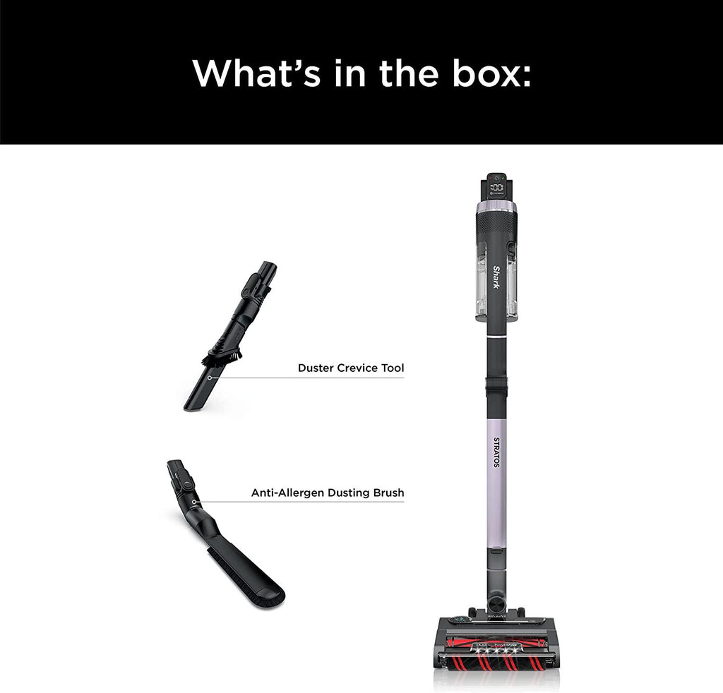 Shark IZ862H Stratos Cordless Vacuum with Clean Sense IQ and Odor Neutralizer, DuoClean PowerFins HairPro, Includes Duster Crevice Tool &amp; Anti-Allergen Brush, Up to 60 Minute Runtime, Ash Purple