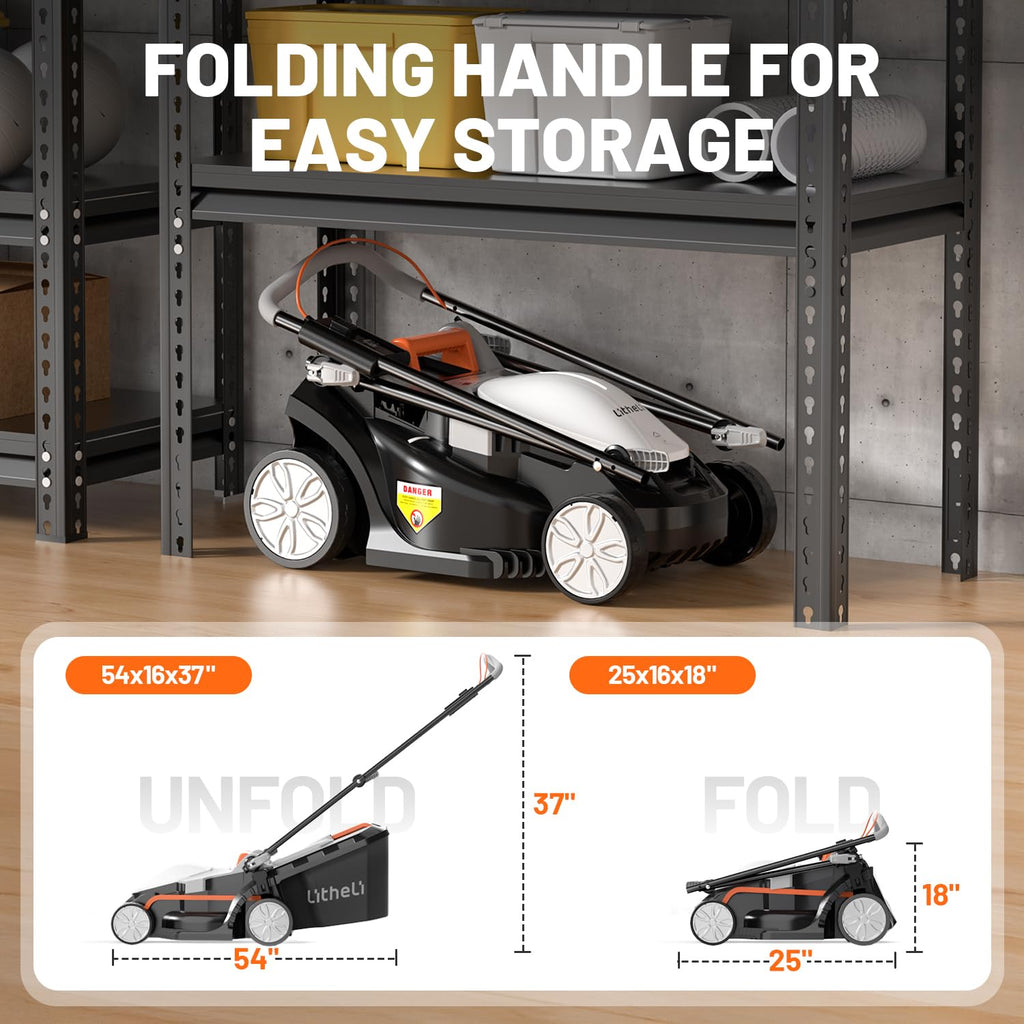 Cordless Lawn Mower 13 Inch, U20 Handy+ 20V Electric Lawn Mowers for Garden, Yard and Farm, 5 Heights Adjustment, Light Weight,2 x 4.0Ah Portable Battery Included