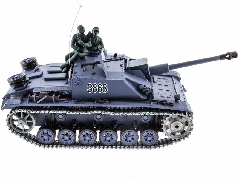 2.4Ghz Remote Control 1/16 German Sturmgeschutz III Ausf. G Sd.Kfz.142/1 Airsoft Battle Tank w/Sound & Smoke (Upgrade Version w/ Metal Gear & Tracks)