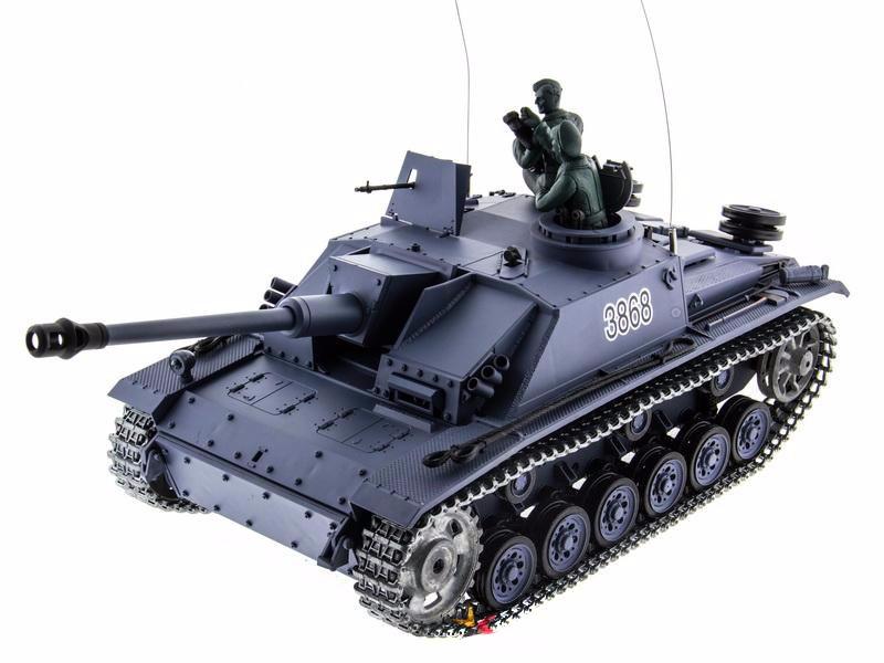2.4Ghz Remote Control 1/16 German Sturmgeschutz III Ausf. G Sd.Kfz.142/1 Airsoft Battle Tank w/Sound & Smoke (Upgrade Version w/ Metal Gear & Tracks)